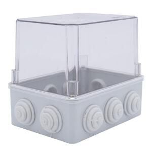 150x110x140 mm Rekor Yüzeyli Derin Şeffaf Kare Sıva Üstü ABS Opak Buat, Ip54 H.Free