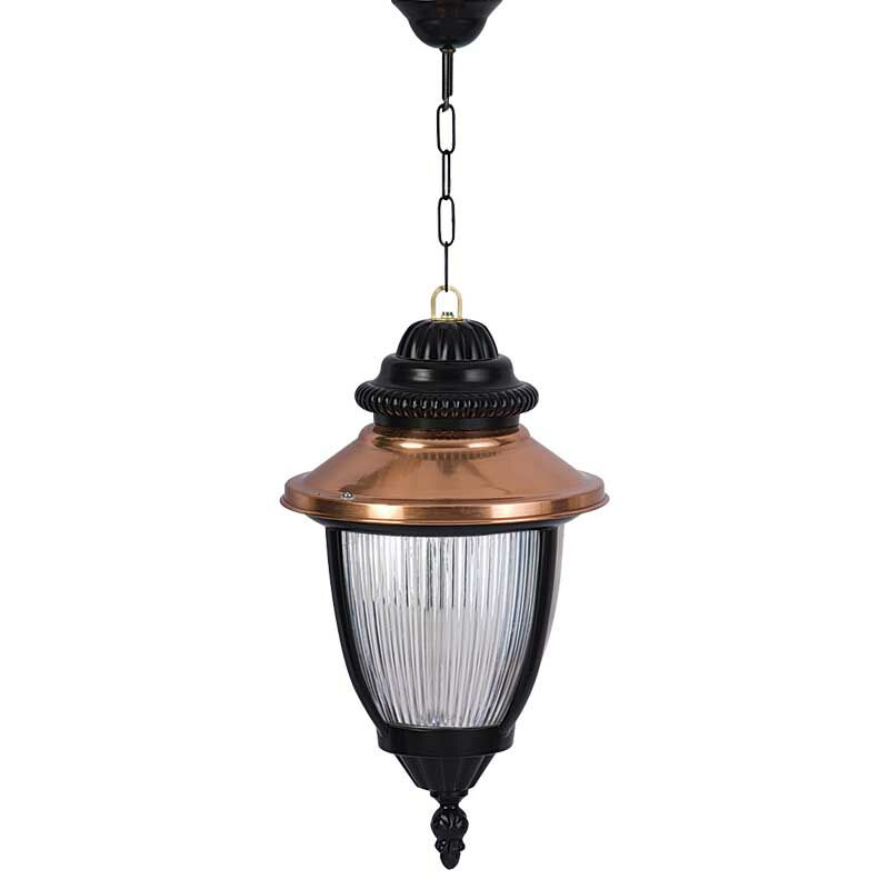 Alüminyum Bakır Sıvamalı Polikarbon Camlı Park Bahçe Feneri 25x65cm