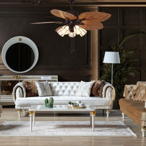 Fancium Aydınlatmalı 5 Kanatlı Kahverengi Tavan Vantilatörü DKF-506