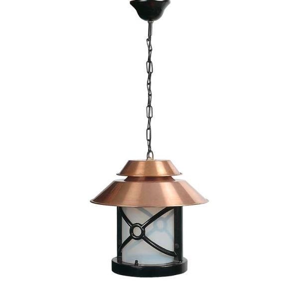 Bakır Şapkalı Klasik Döküm Park Bahçe Feneri 30x60cm