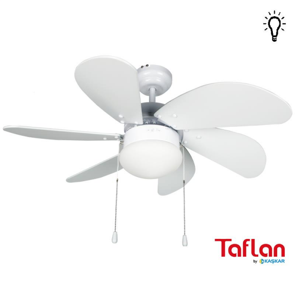 Kaşkar-Taflan L36009 Beyaz Aydınlatmalı Tavan Vantilatörü