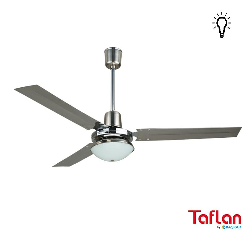 Aydınlatmalı 3 Metal Kanatlı Krom Tavan Vantilatörü