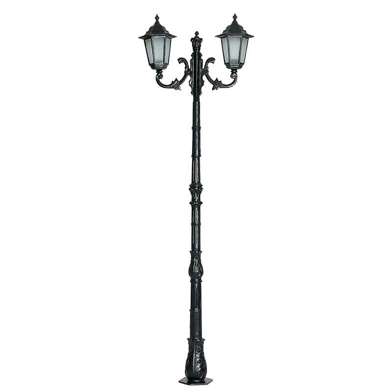 Orta Boy Altıgen Fenerli Döküm Park Bahçe Aydınlatma Direği 75x250cm