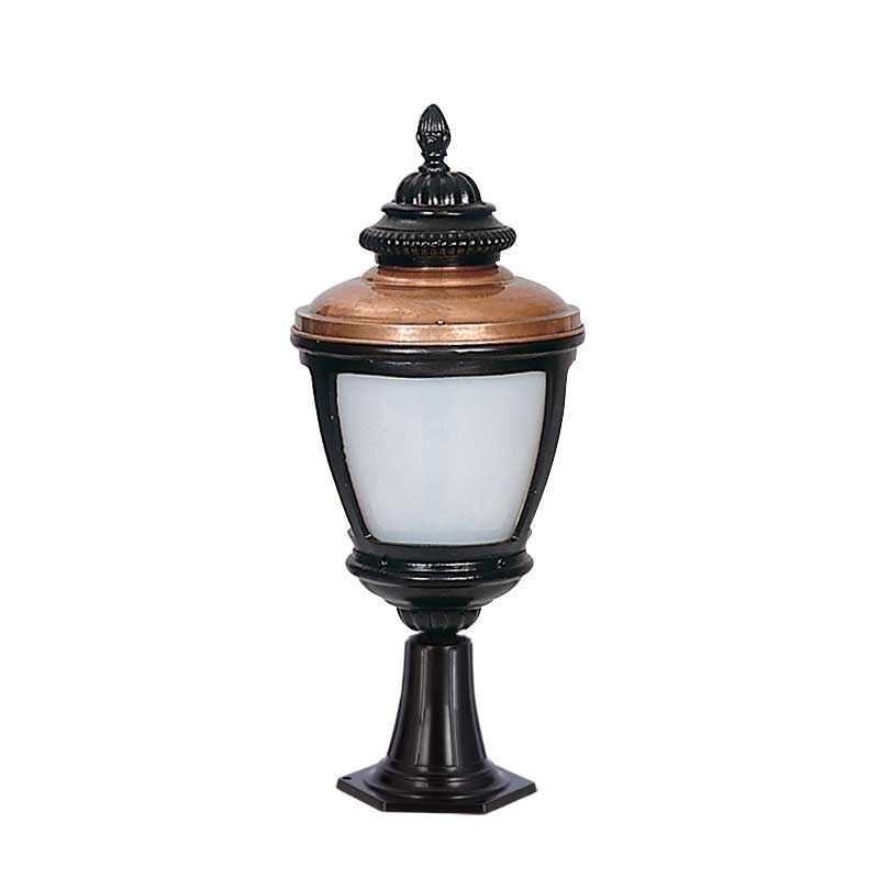 Orta Boy Polikarbon Camlı Bakır Şapkalı Park Bahçe Feneri 26x70cm