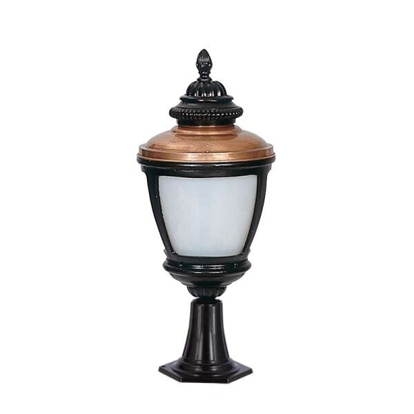 Orta Boy Polikarbon Camlı Bakır Şapkalı Park Bahçe Feneri 26x70cm