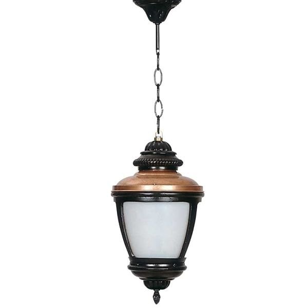 Orta Boy Polikarbon Camlı Bakır Şapkalı Park Bahçe Feneri 26x75cm