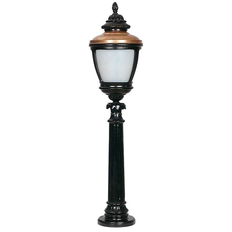 Orta Boy Polikarbon Camlı Bakır Şapkalı Park Bahçe Feneri 26x115cm