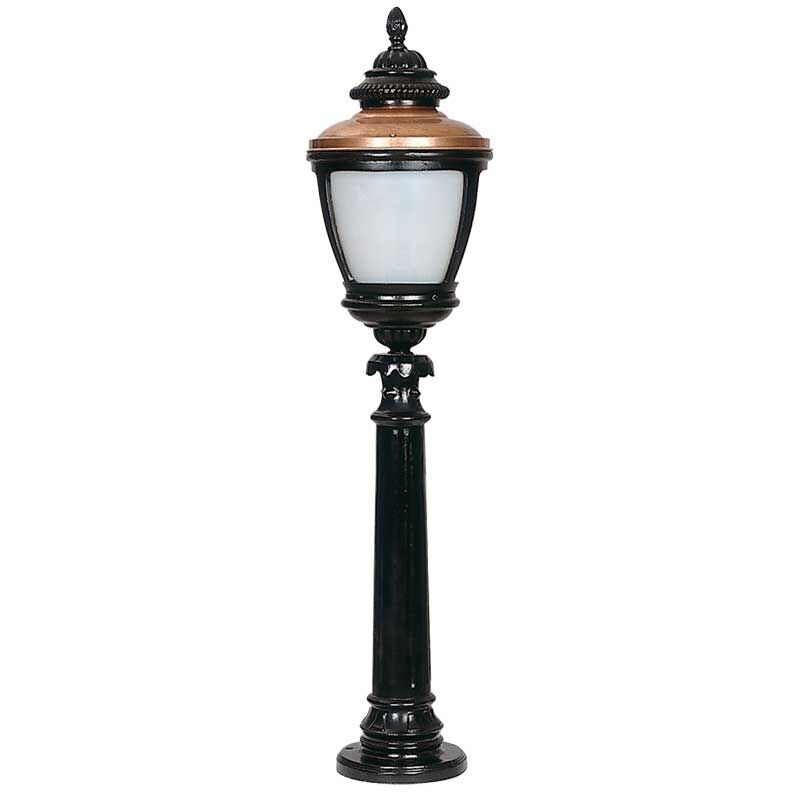 Orta Boy Polikarbon Camlı Bakır Şapkalı Park Bahçe Feneri 26x115cm
