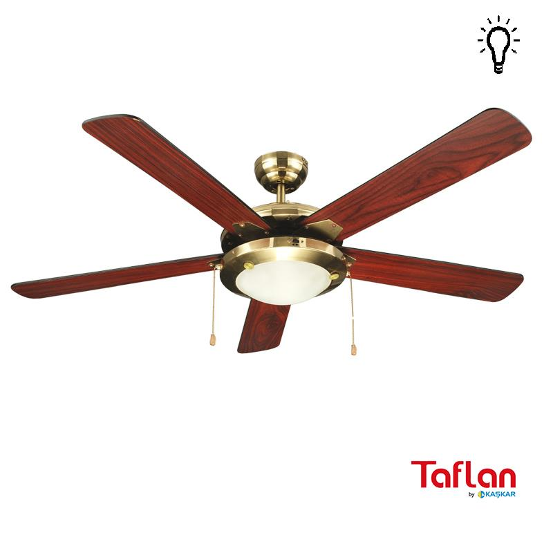 Kaşkar-Taflan D52018 Aydınlatmalı Ahşap Tavan Vantilatörü