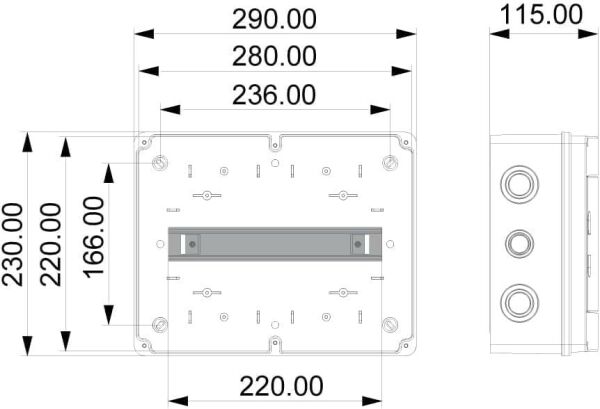 280x220x130 12 li Sıva Üstü W Otomat Kutusu