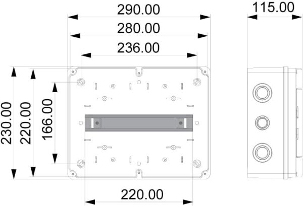 280x220x130 12 li Sıva Üstü W Otomat Kutusu