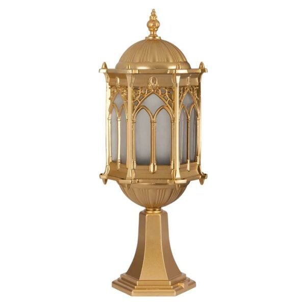 Alüminyum Altın Yaldız Boyalı Osmanlı Park Bahçe Feneri 20x55cm