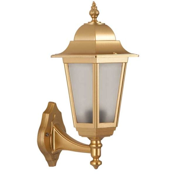 Alüminyum Altıngen Altın Yaldız Boyalı Park Bahçe Feneri 31x45cm