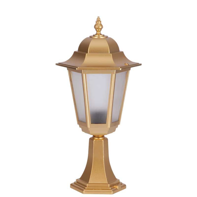 Alüminyum Altıngen Altın Yaldız Boyalı Park Bahçe Feneri 27x53cm