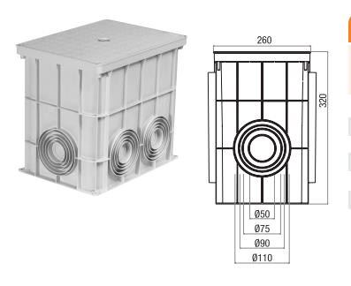 36x26x32 mm Termoplastik Yeraltı Buat, Kapaksız