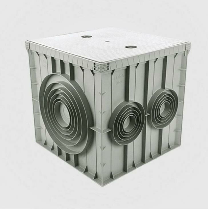 30x30x30 mm Termoplastik Yeraltı Buat, Kapaksız 6 Çık. Kapaksız