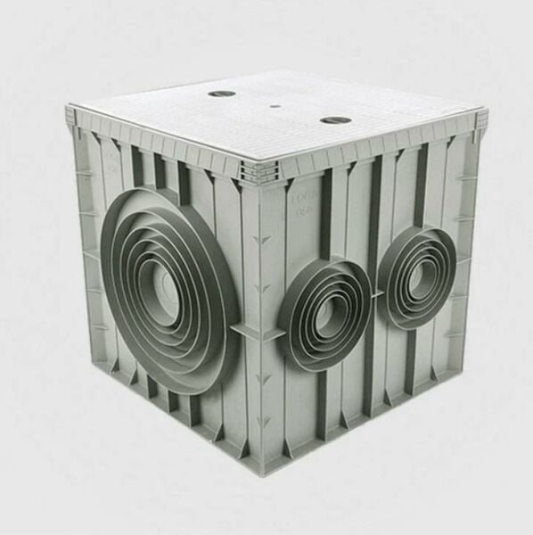 30x30x30 mm Termoplastik Yeraltı Buat, Kapaksız 6 Çık. Kapaksız