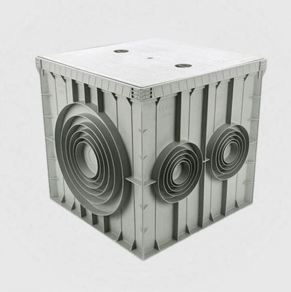 30x30x30 mm Termoplastik Yeraltı Buat, Kapaksız 6 Çık. Kapaksız