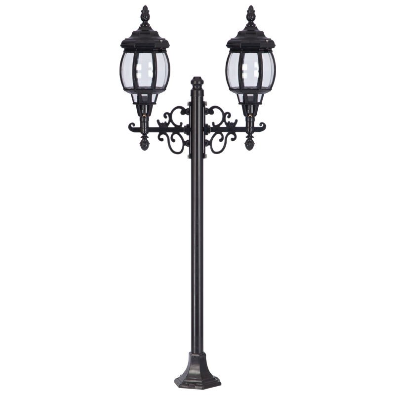 Sekizgen Abs Fenerli Metal Çim Direkli Park Bahçe Armatürü 55x128cm