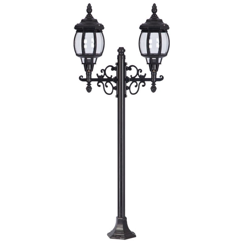 Sekizgen Abs Fenerli Metal Çim Direkli Park Bahçe Armatürü 55x128cm