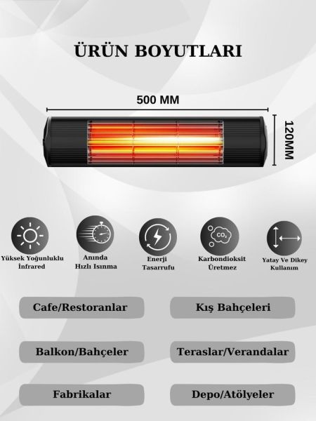 Hottable Duvar Tipi İnfrared Isıtıcı 2000 Watt