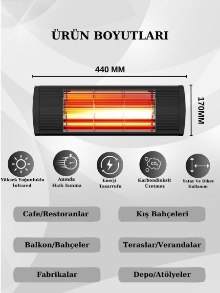 Hottable Duvar Tipi İnfrared Isıtıcı 1500 Watt