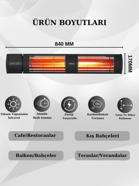 Hottable Duvar Tipi Uzaktan Kumandalı İnfrared Isıtıcı 3000 Watt