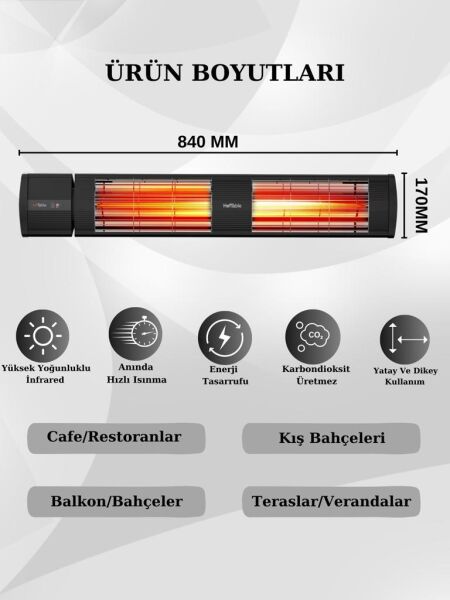 Hottable Duvar Tipi Uzaktan Kumandalı İnfrared Isıtıcı 3000 Watt