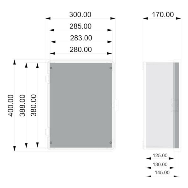300x400x150 mm Taban Saclı Polyester Pano