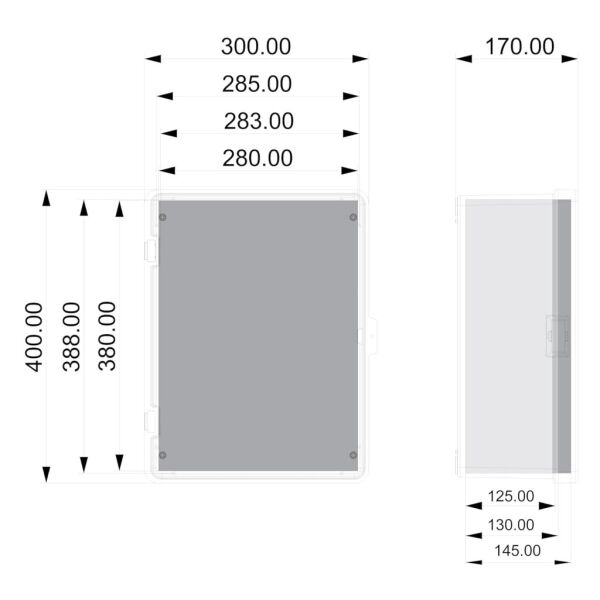 300x400x150 mm Taban Saclı Polyester Pano