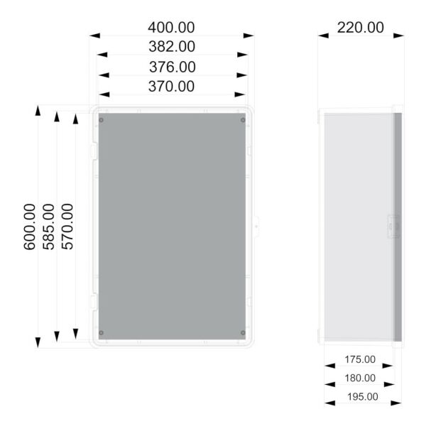 400x600x220 mm Taban Saclı Polyester Pano