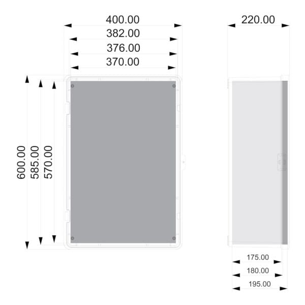 400x600x220 mm Taban Saclı Polyester Pano