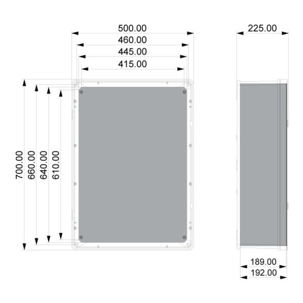 500x700x240 mm Taban Saclı Polyester Pano