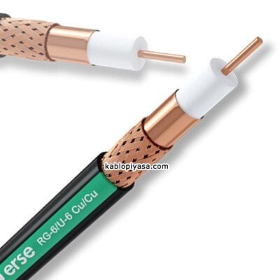 Erse RG6 U6 Cu/Cu 75 Ohm Koaksiyel Çanak Uydu Anten Kablosu, RG6U6 Kablo