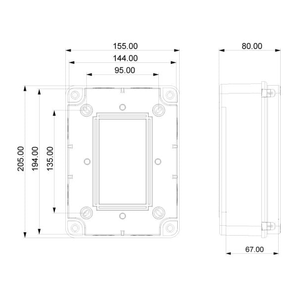 200x150x80 mm Sıva Üstü Opak Kapaklı Buat Kutusu
