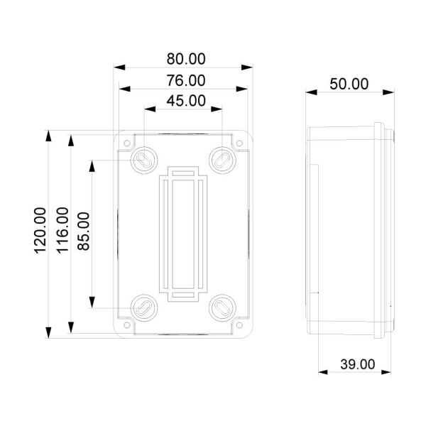 120x80x50 mm Sıva Üstü Opak Kapaklı Buat Kutusu