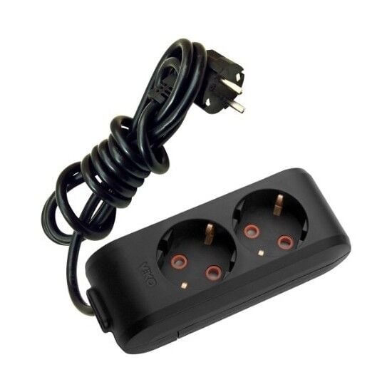 Viko 2li Uzatma Grup Priz Topraklı Kablolu Çocuk Korumalı 2m Siyah