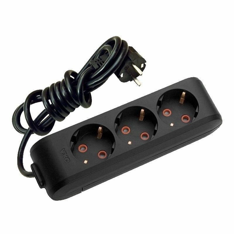 Viko 3lü Uzatma Grup Priz Topraklı Kablolu Çocuk Korumalı 2m Siyah