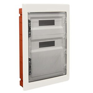 440x654x95 mm 36'lı Sıva Altı Şeffaf Kapaklı Plastik Gövdeli Zayıf Akım Bölmeli Sigorta Kutusu