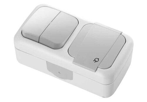 Viko Palmiye Sıvaüstü Nemli Yer 2li Komütatör Anahtar + T.lı Priz