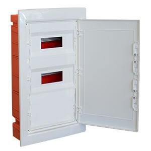 305x544x87 mm 24'lü Sıva Altı Opak Kapaklı Plastik Gövdeli Zayıf Akım Bölmeli Sigorta Kutusu