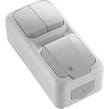 Viko Palmiye Sıvaüstü Nemli Yer 2li Vavien + Topraklı Priz