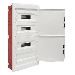 440x855x95 mm 54'lü Sıva Altı Opak Kapaklı Plastik Gövdeli Zayıf Akım Bölmeli Sigorta Kutusu