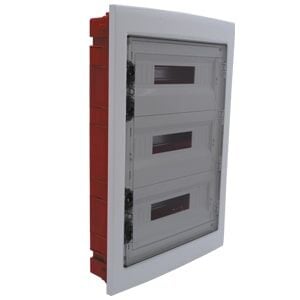 440x654x95 mm 36'lı Sıva Altı Şeffaf Kapaklı Metal Kasalı Zayıf Akım Bölmeli Sigorta Kutusu