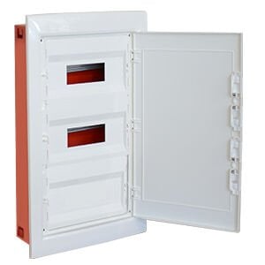 305x544x87 mm 24'lü Sıva Altı Opak Kapaklı Metal Kasalı Zayıf Akım Bölmeli Sigorta Kutusu