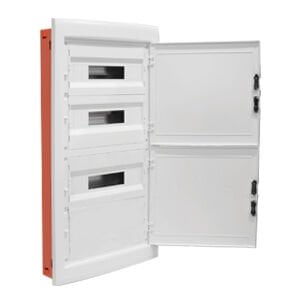 440x855x95 mm 54'lü Sıva Altı Opak Kapaklı Metal Kasalı Zayıf Akım Bölmeli Sigorta Kutusu