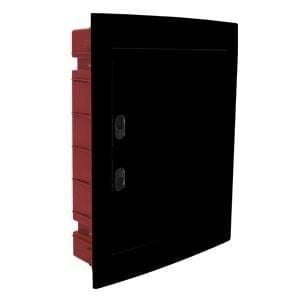 440x480x85 mm 18'li Sıva Altı Siyah Kapaklı Plastik Gövdeli Zayıf Akım Bölmeli Sigorta Kutusu