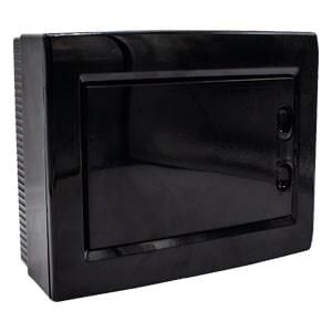 240x193x65 mm 8'li Sıva Üstü Siyah Opak Kapaklı Sigorta Kutusu IP40