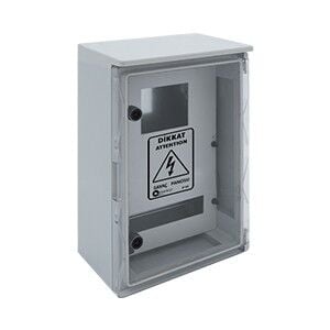 35x50x20cm H.Free Çatılı Şeffaf Kapaklı 1 Trf. Syç. 14 sig. Kapasiteli Sıva Üstü Sayaç Panosu, Ip65