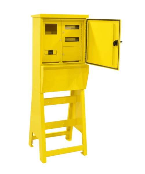 50x150x27 cm Harici Ayaklı Etanj Şantiye Panosu 1 Tri. Sayaç + 4 Tri. + 6 Mon. Priz Çıkışlı + Sigorta + Pako + Kompakt ve Kofra Yeri Mevcut